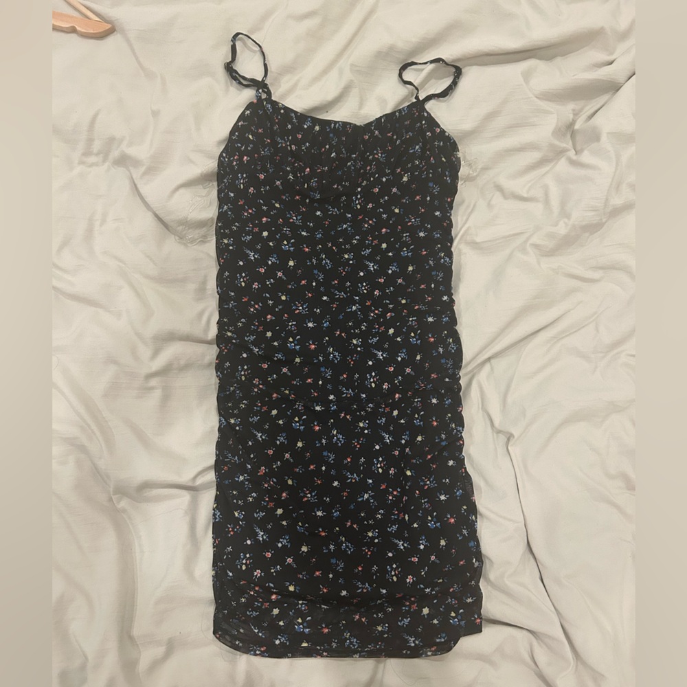 Sky and Sparrow Black Dress with Multicolor Floral Pattern
